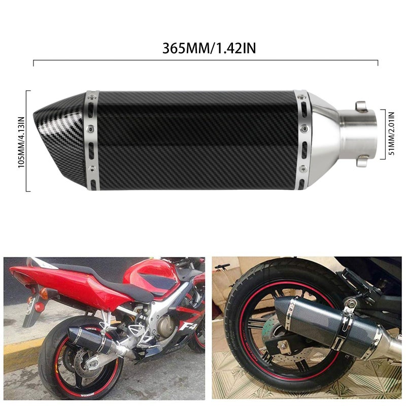 PACEWALKER Exhaust Muffler Carbon Fiber 1.5-2"Inlet with Removable DB Killer for Street/Sport Motorcycles and Scooters with 38-51mm Diameter Exhaust Pipes - Image 5